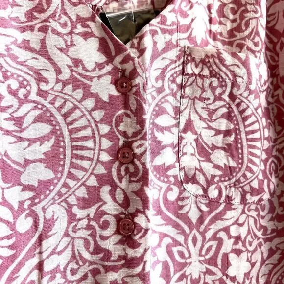 FRED DAVID Women's 3/4 Sleeve High-low Blouse Pink/White Size S Rayon/Polyester - Picture 4 of 10